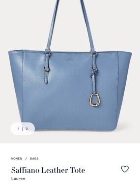 Ralph Lauren Saffiano Leather Tote in Light Blue